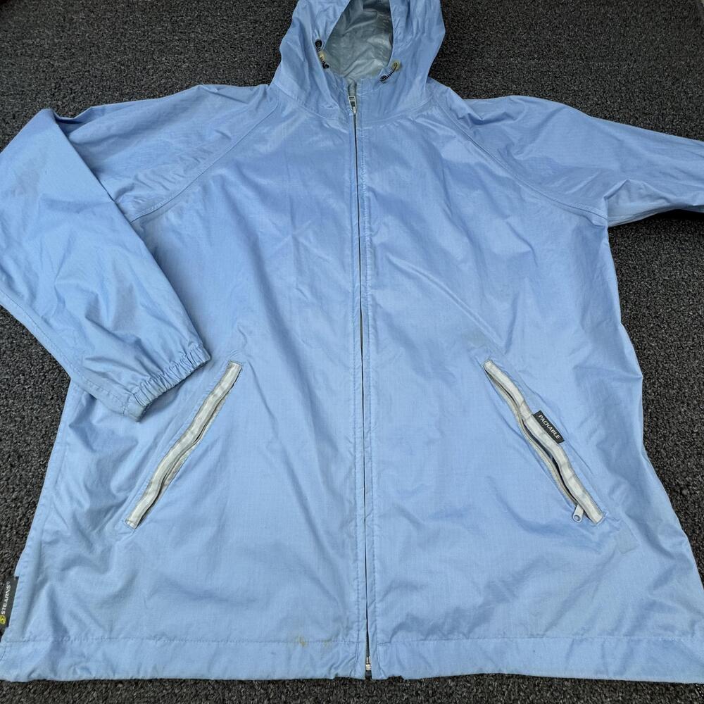 Stearns Jacket Mens L Blue Windbreaker Hooded Lined Full Zip Pockets Lightweight